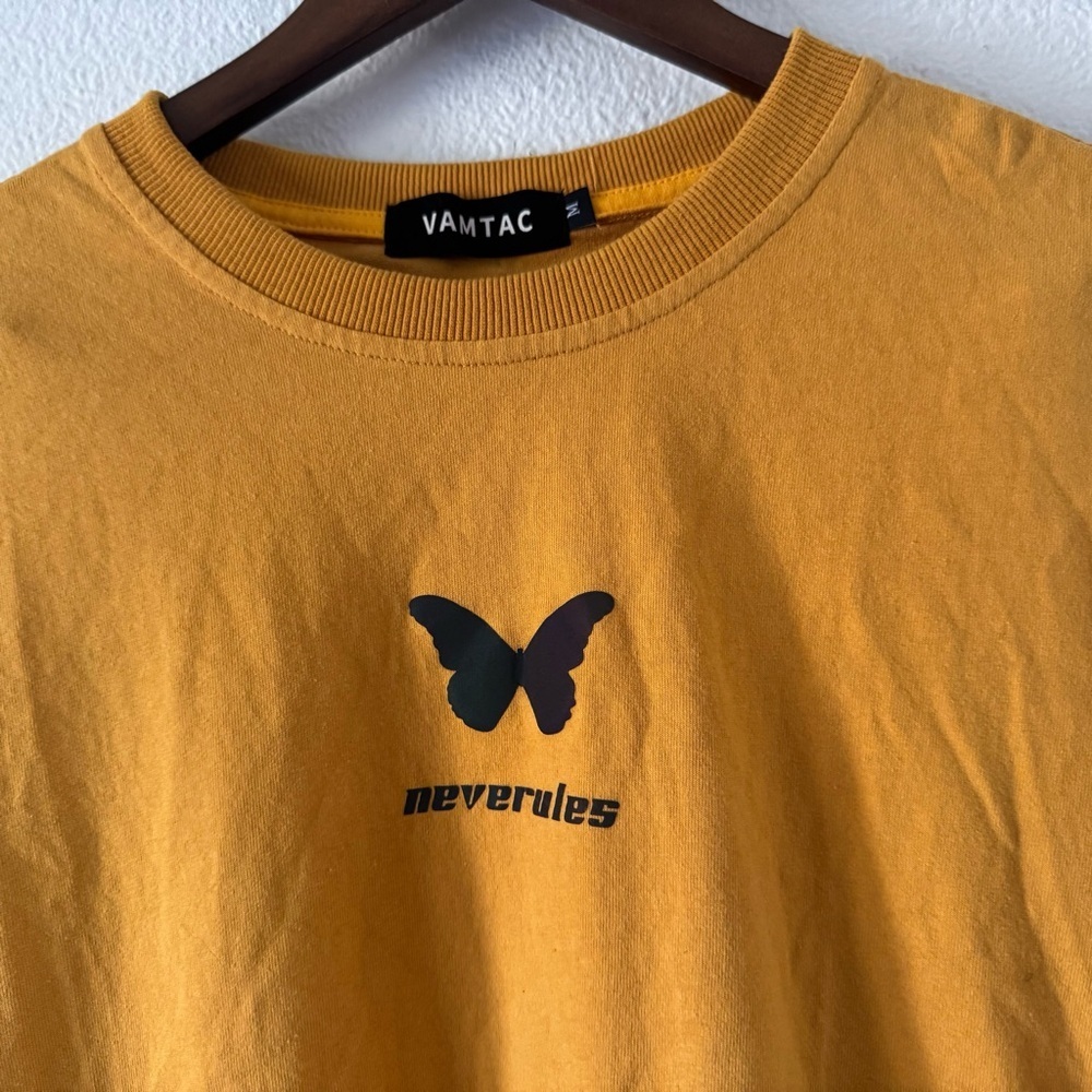Y2K Neverules Butterfly Graphic T Shirt Black Medium Streetwear Emo - Picture 2 of 12